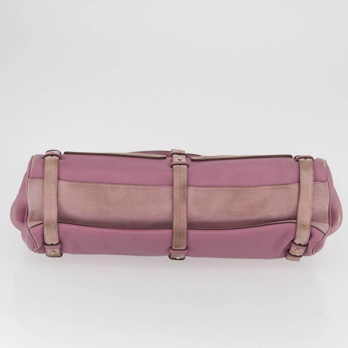 Salvatore Ferragamo Gancini Tote Bag Leather Pink Silver Auth BAZ427