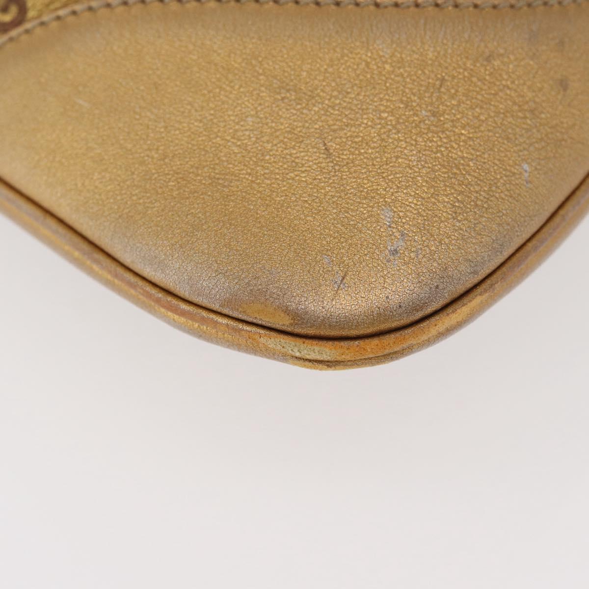 GUCCI GG Canvas Guccissima Sherry Line Bag Leather Gold 153029 Auth BAZ429