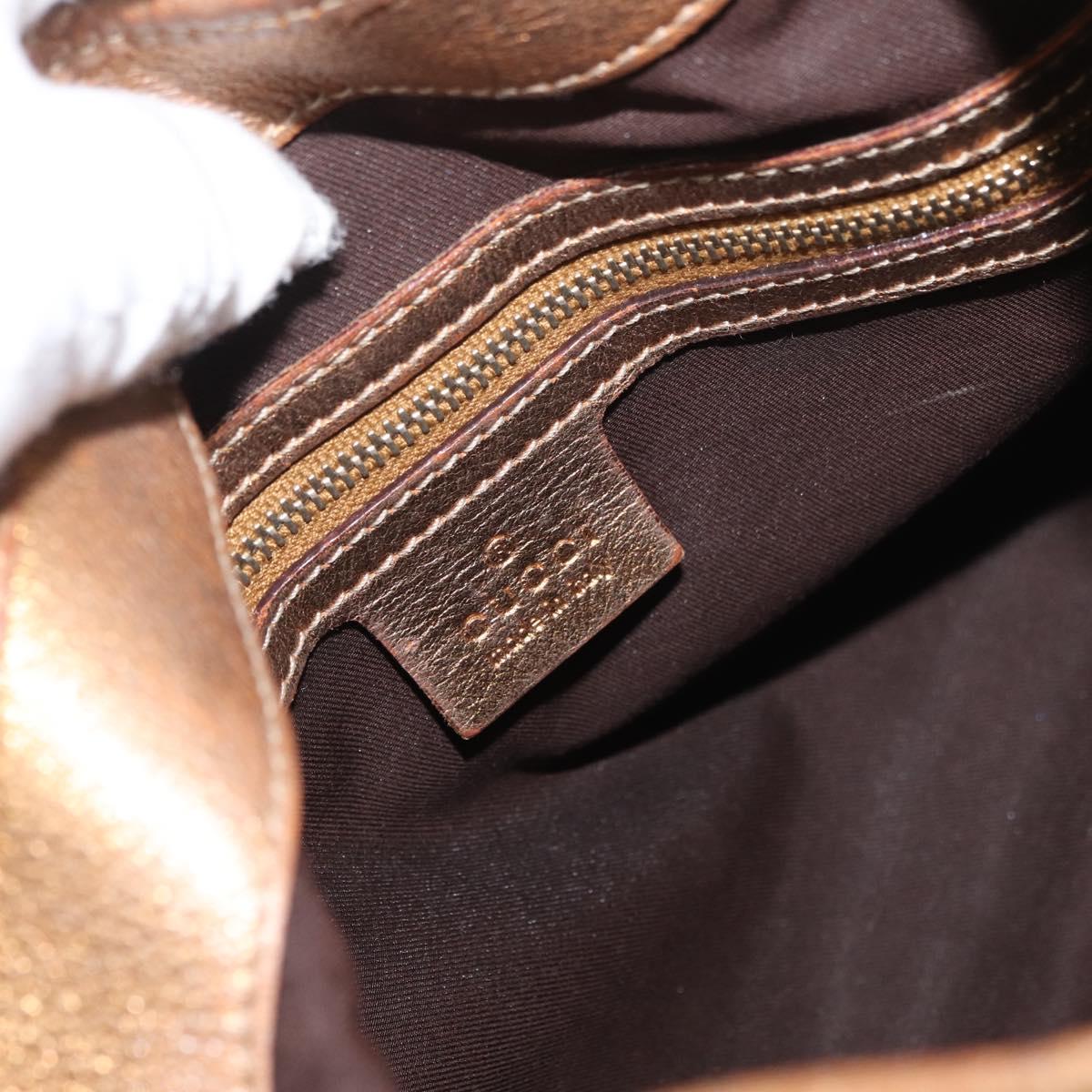GUCCI GG Canvas Guccissima Sherry Line Bag Leather Gold 153029 Auth BAZ429