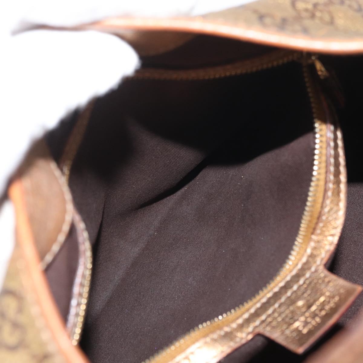 GUCCI GG Canvas Guccissima Sherry Line Bag Leather Gold 153029 Auth BAZ429