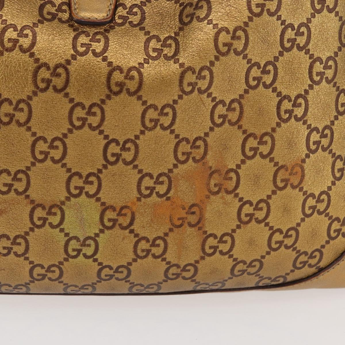 GUCCI GG Canvas Guccissima Sherry Line Bag Leather Gold 153029 Auth BAZ429