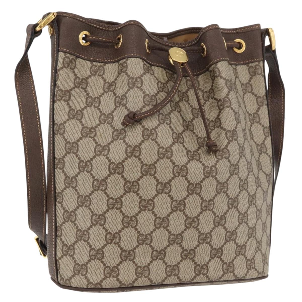 GUCCI GG Supreme Shoulder Bag PVC Leather Beige Gold 001 115 6179 Auth BAZ435A