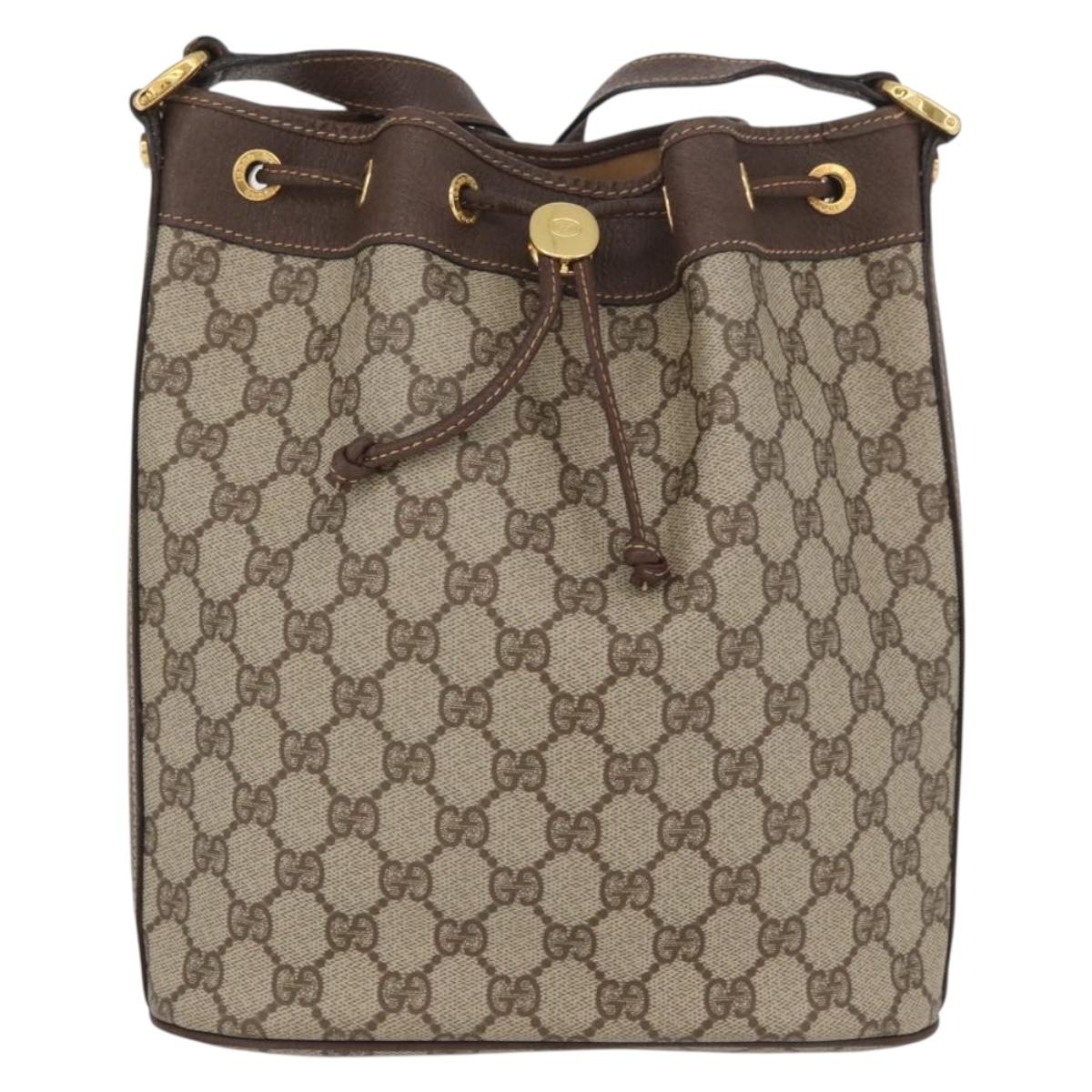 GUCCI GG Supreme Shoulder Bag PVC Leather Beige Gold 001 115 6179 Auth BAZ435A