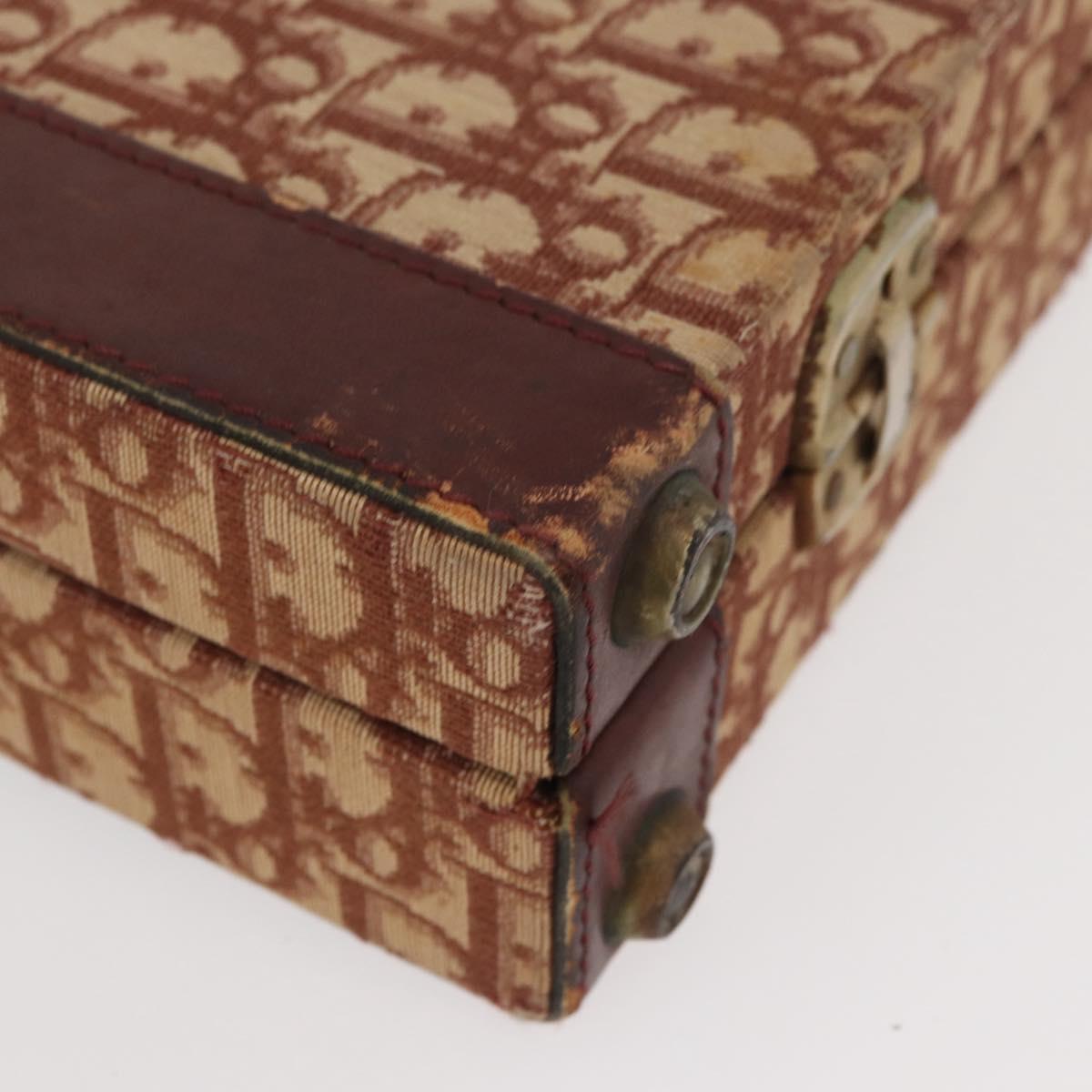Christian Dior Trotter Canvas Trunk Red Gold Auth BAZ436