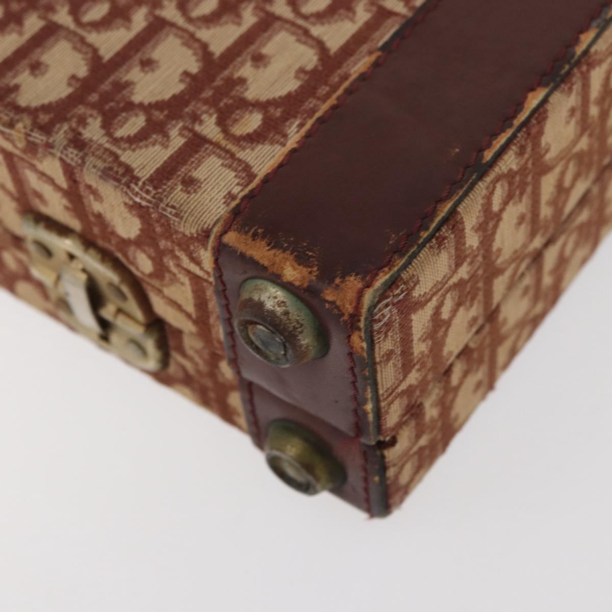 Christian Dior Trotter Canvas Trunk Red Gold Auth BAZ436