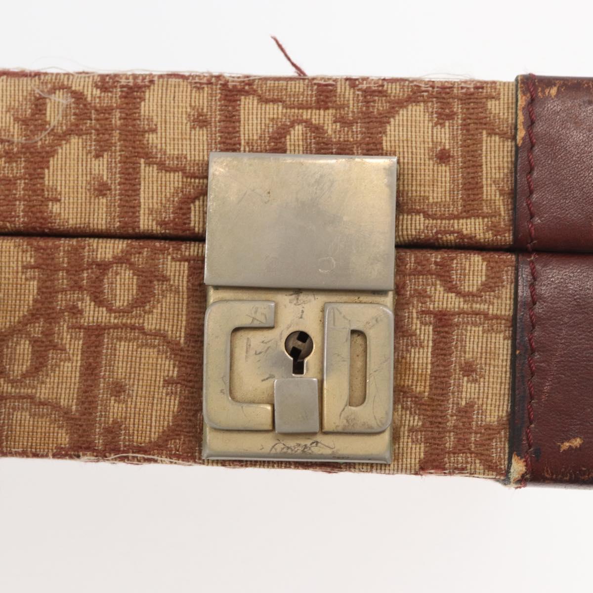 Christian Dior Trotter Canvas Trunk Red Gold Auth BAZ436