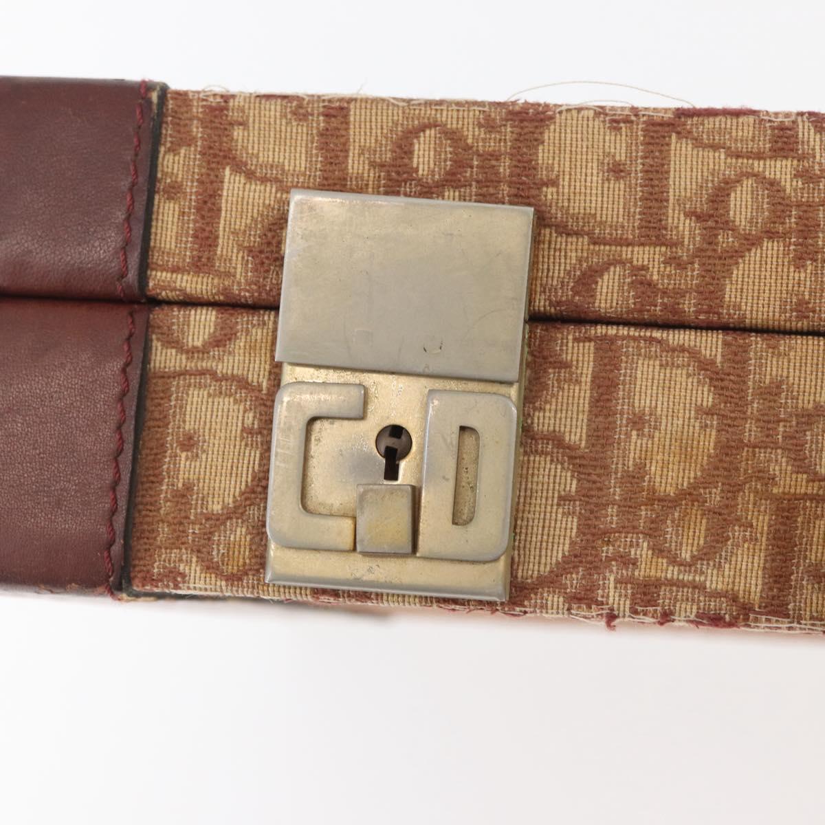 Christian Dior Trotter Canvas Trunk Red Gold Auth BAZ436