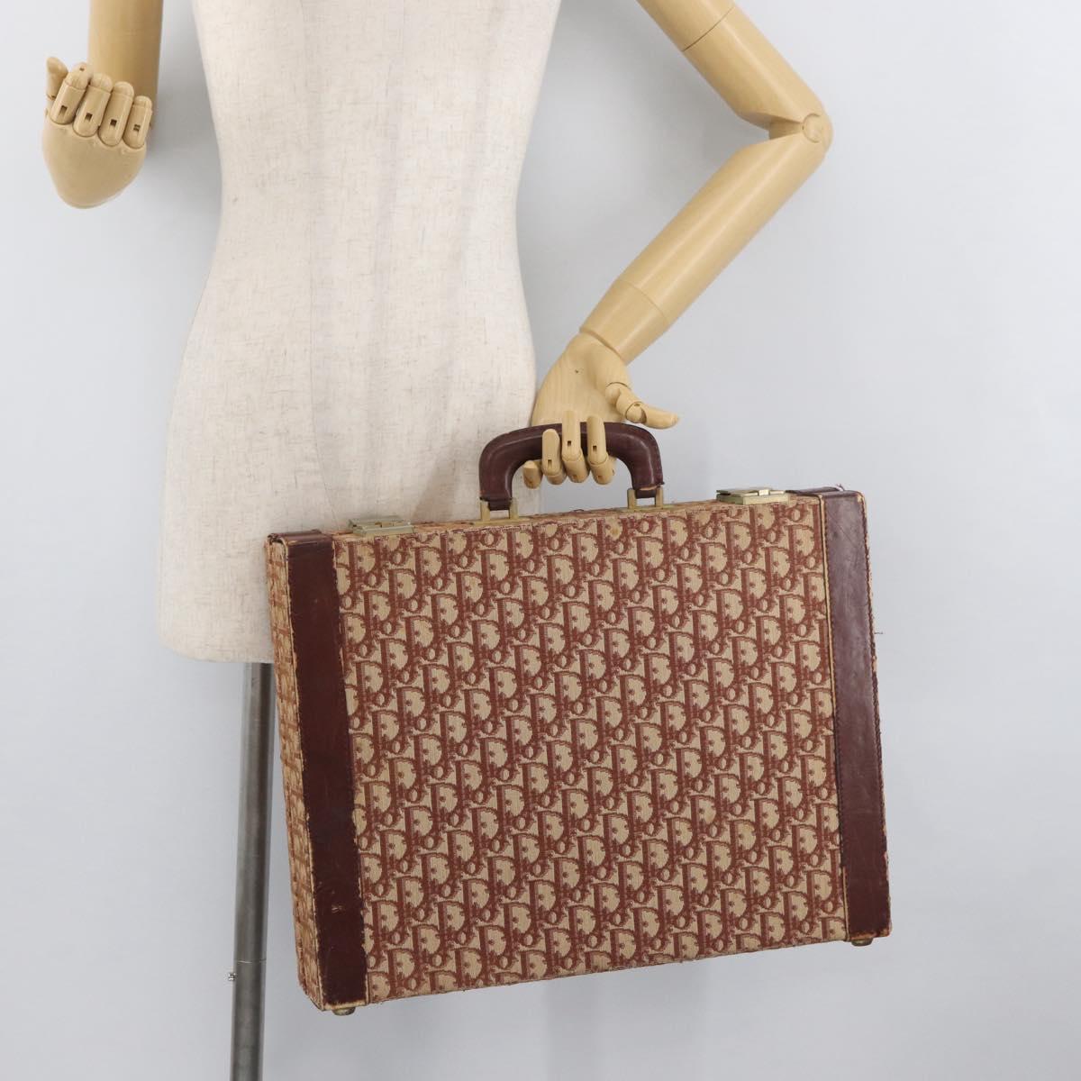 Christian Dior Trotter Canvas Trunk Red Gold Auth BAZ436