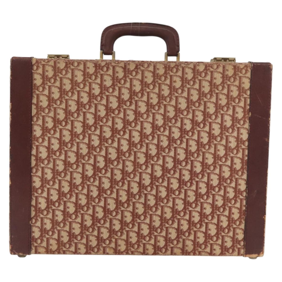 Christian Dior Trotter Canvas Trunk Red Gold Auth BAZ436