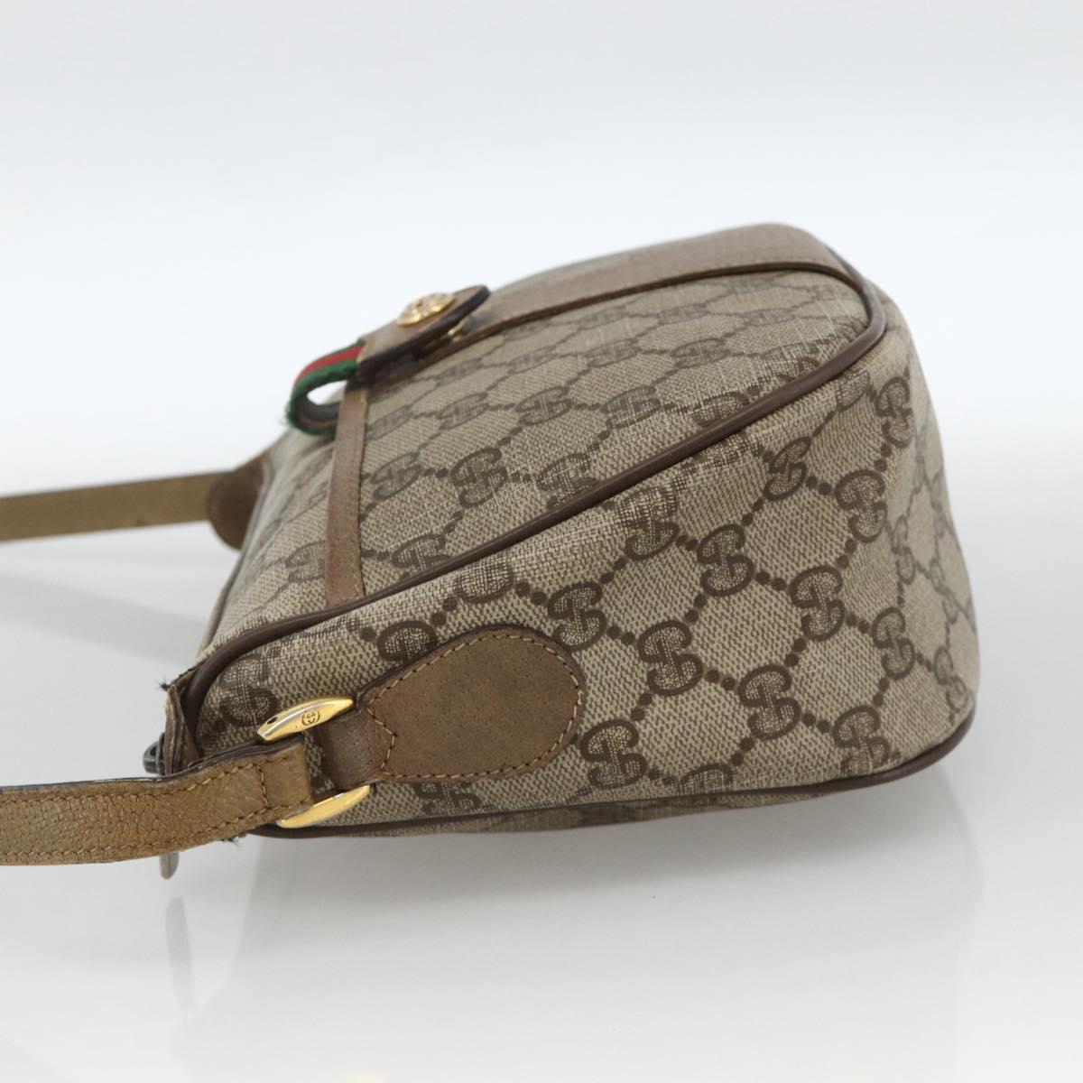 GUCCI GG Supreme Web Sherry Line Bag PVC Beige Gold 89 02 032 Auth BAZ440