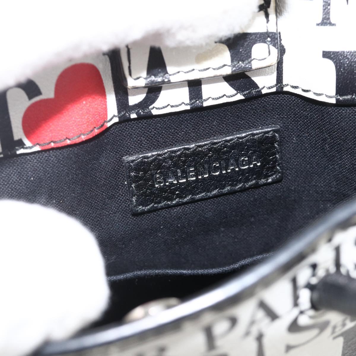 BALENCIAGA Shopping Phone Holder Shoulder Bag Leather White 593826 Auth BAZ443A