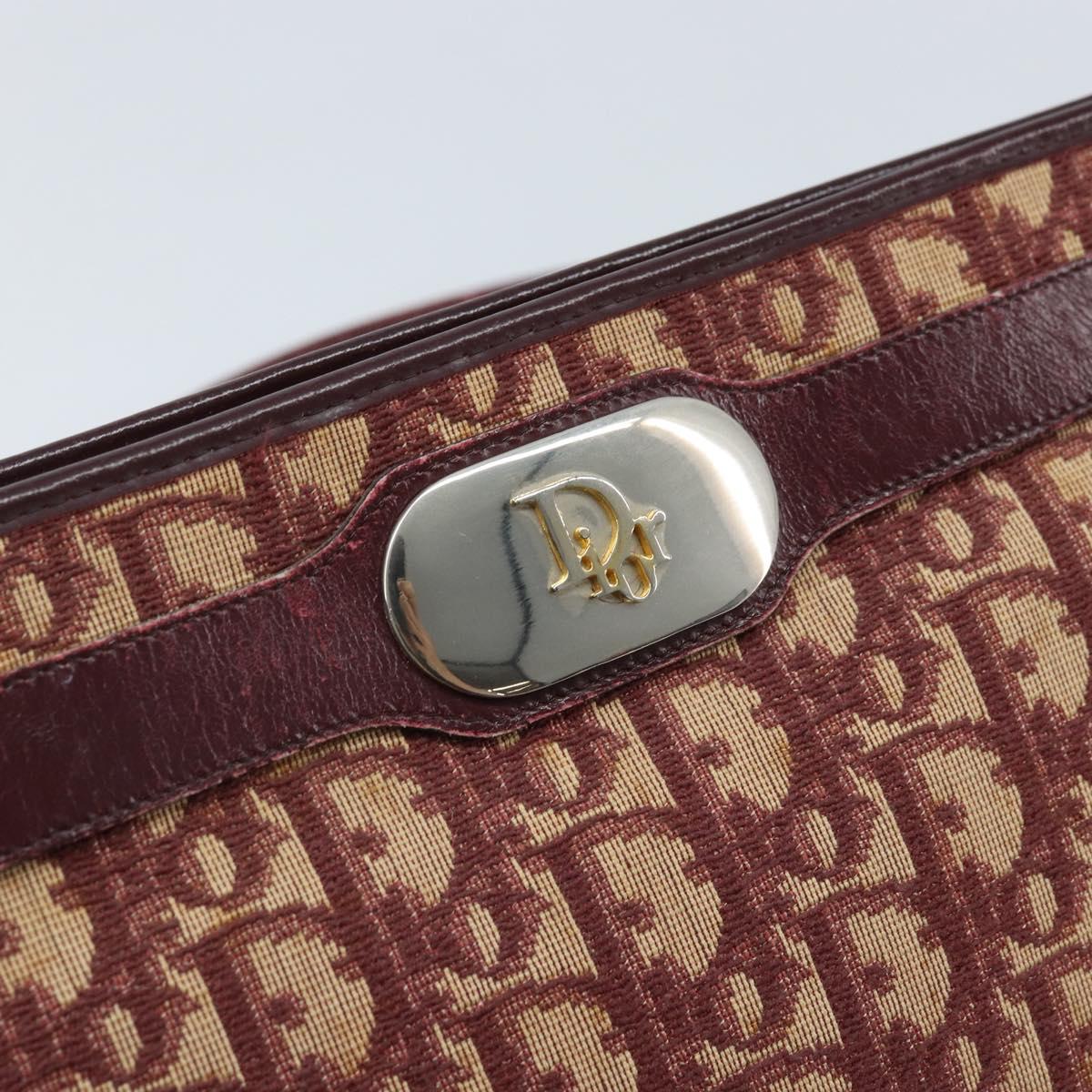 Christian Dior Trotter Canvas Shoulder Bag Red Gold Auth BAZ444