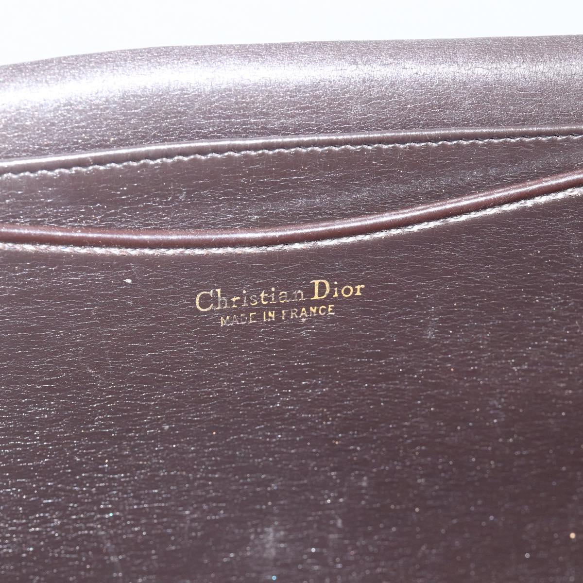 Christian Dior Trotter Canvas Shoulder Bag Beige Gold Auth BAZ447