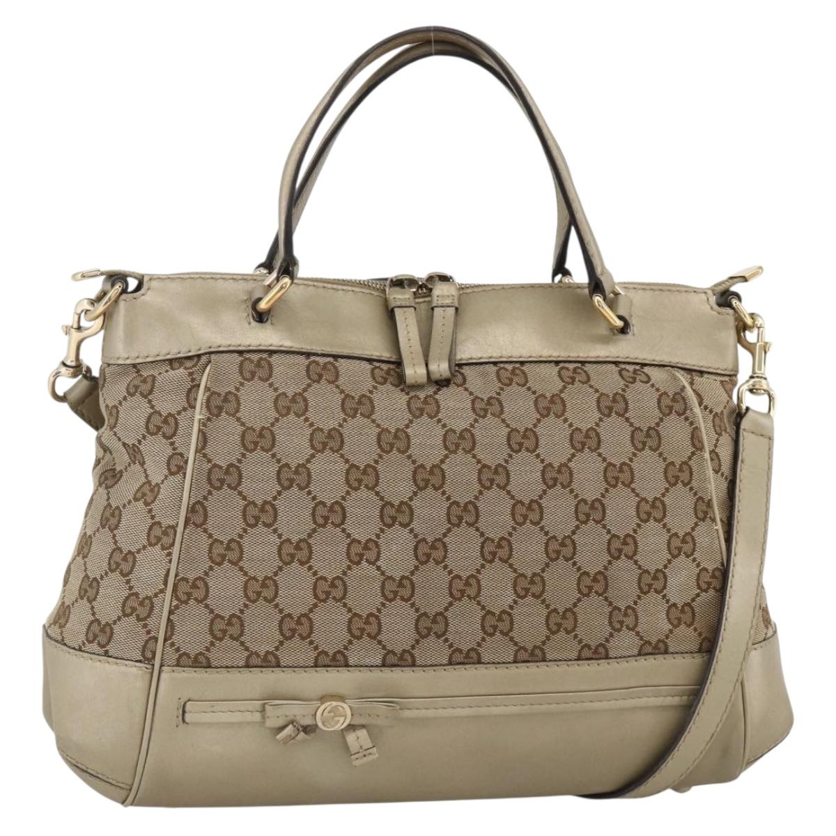 GUCCI GG Canvas Pretty Hand Bag 2way Beige Gold 269894 Auth BAZ454