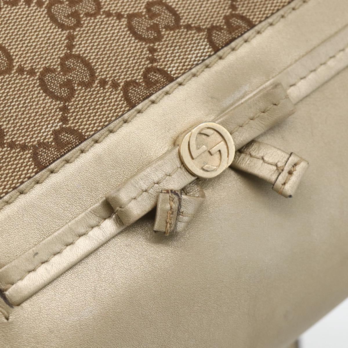GUCCI GG Canvas Pretty Hand Bag 2way Beige Gold 269894 Auth BAZ454