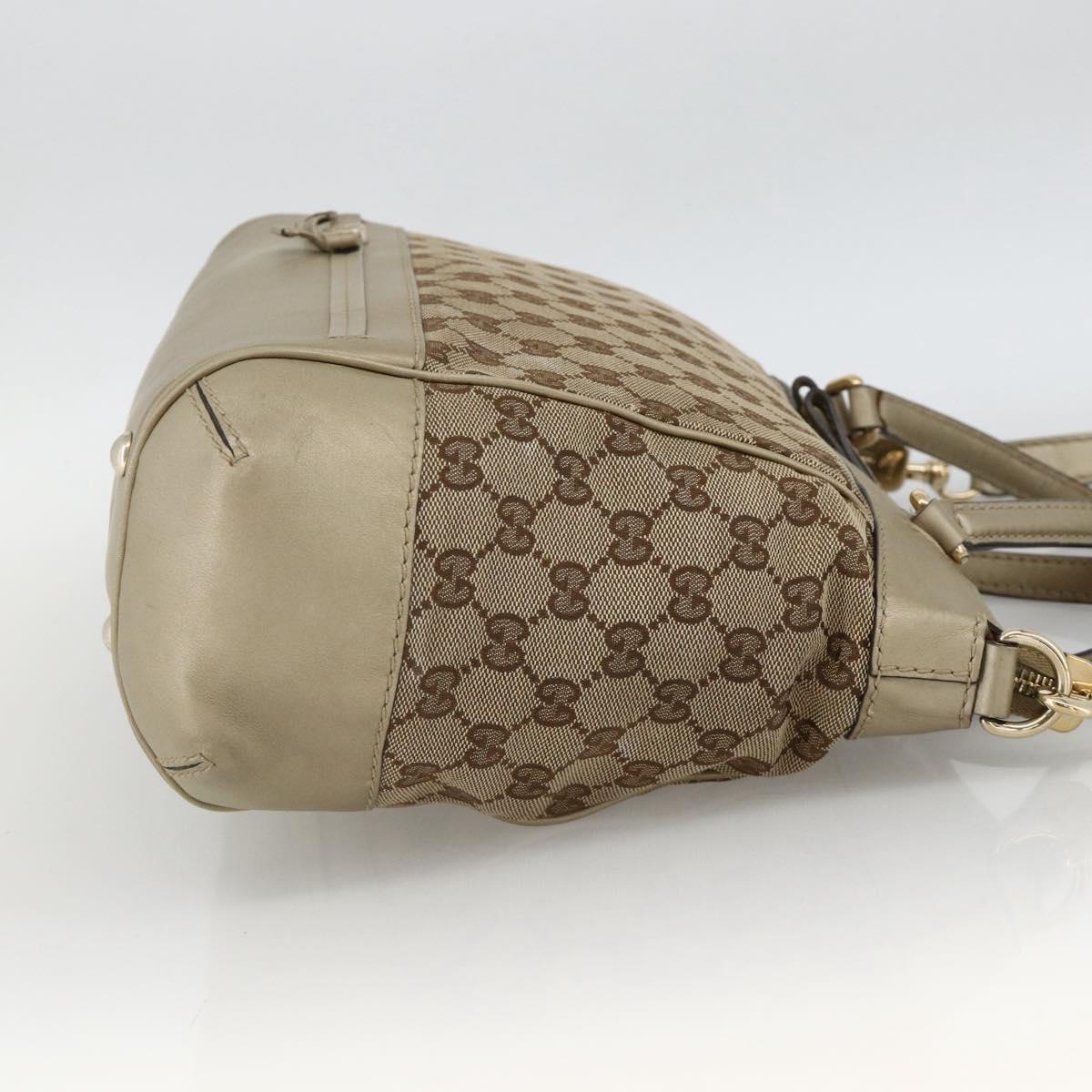 GUCCI GG Canvas Pretty Hand Bag 2way Beige Gold 269894 Auth BAZ454