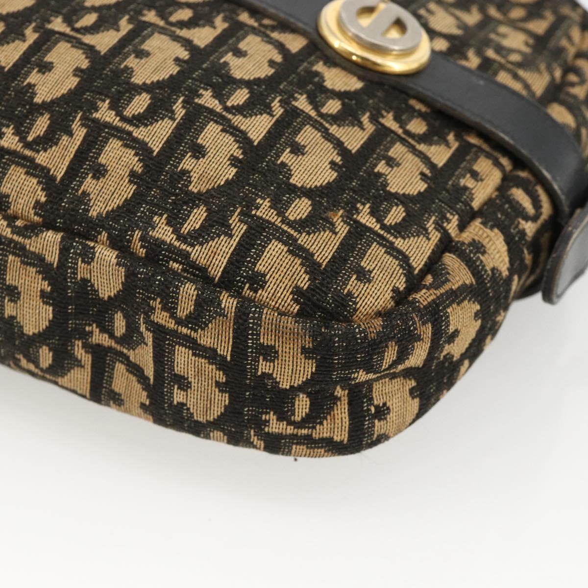 Christian Dior Trotter Canvas Shoulder Bag Navy Gold Auth BAZ455