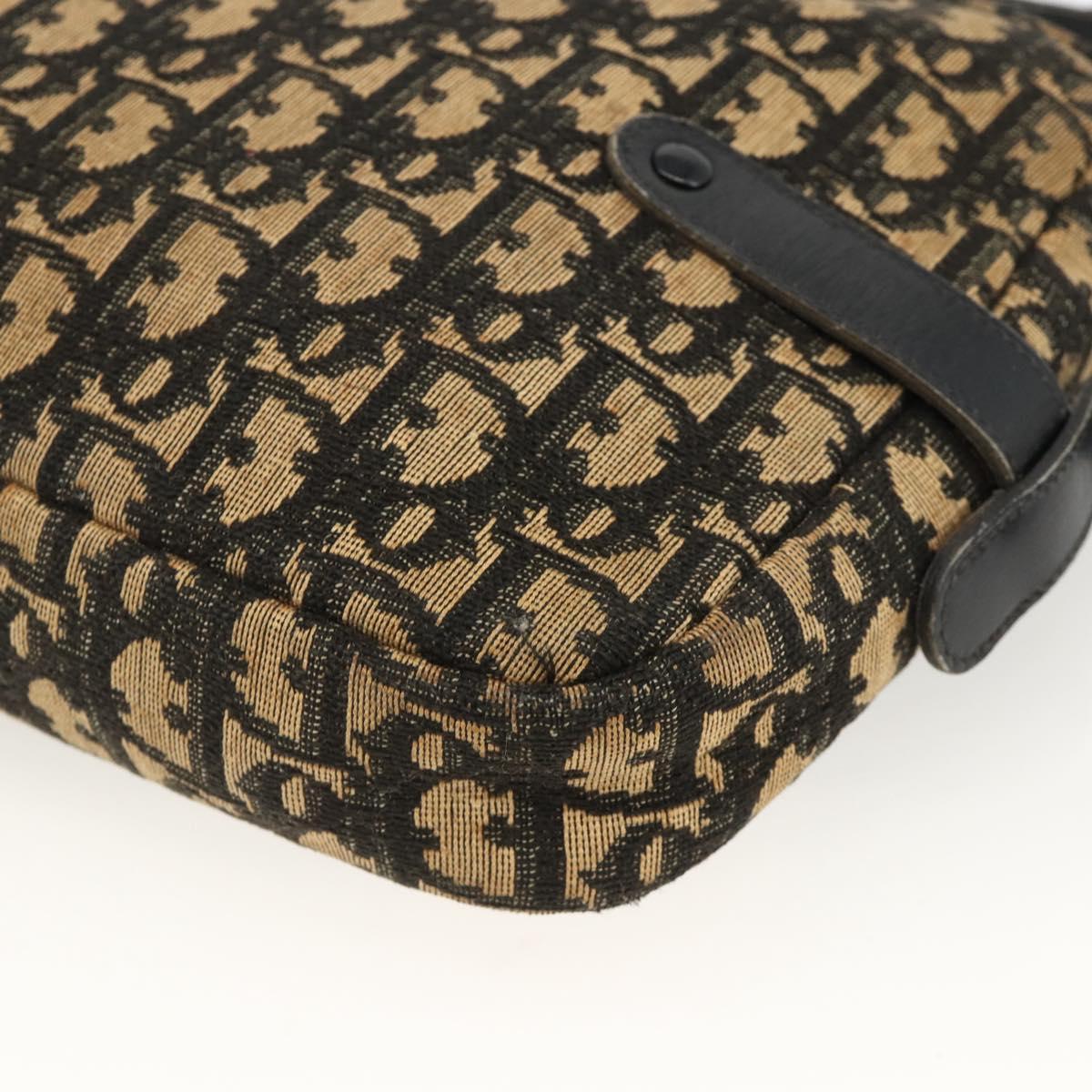 Christian Dior Trotter Canvas Shoulder Bag Navy Gold Auth BAZ455