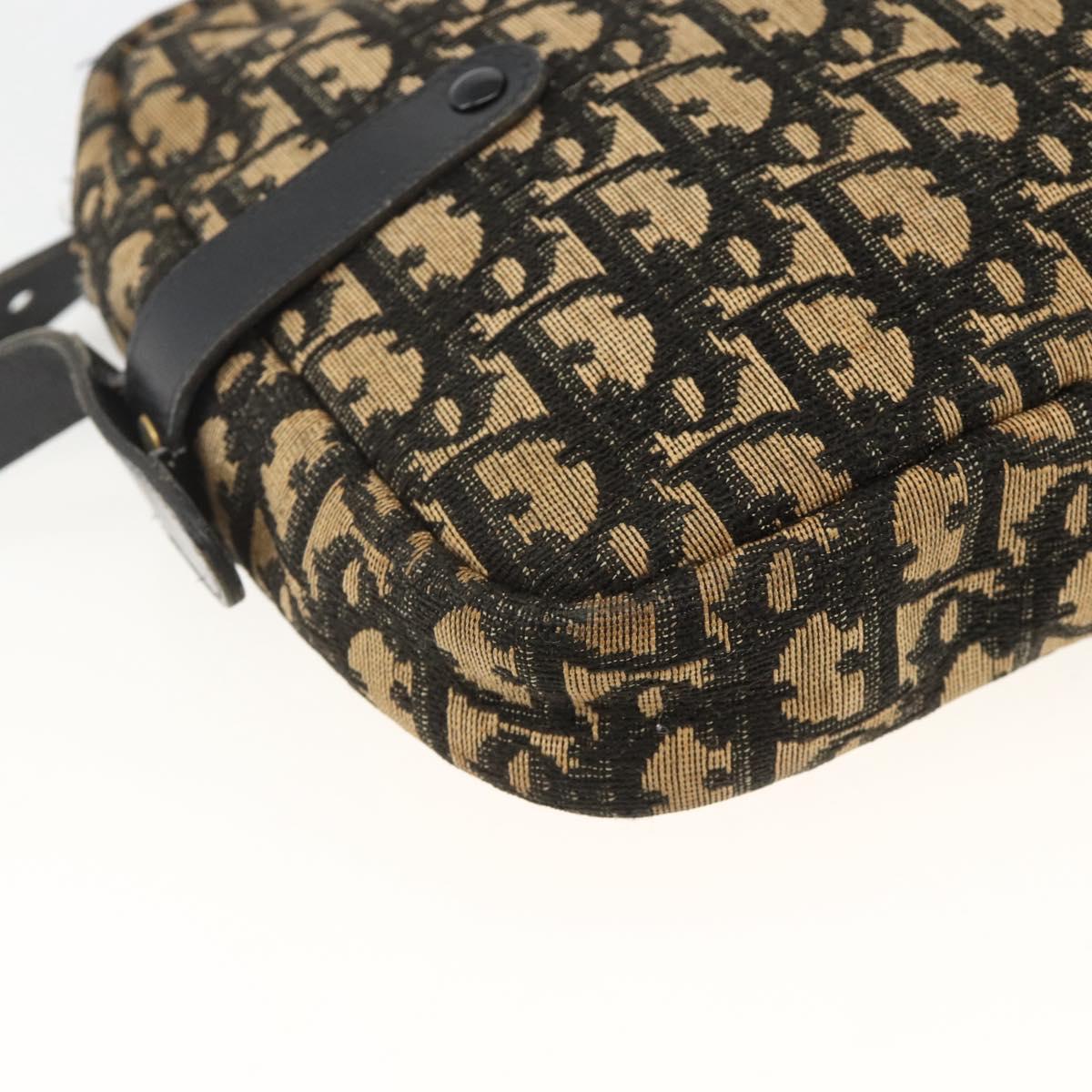 Christian Dior Trotter Canvas Shoulder Bag Navy Gold Auth BAZ455