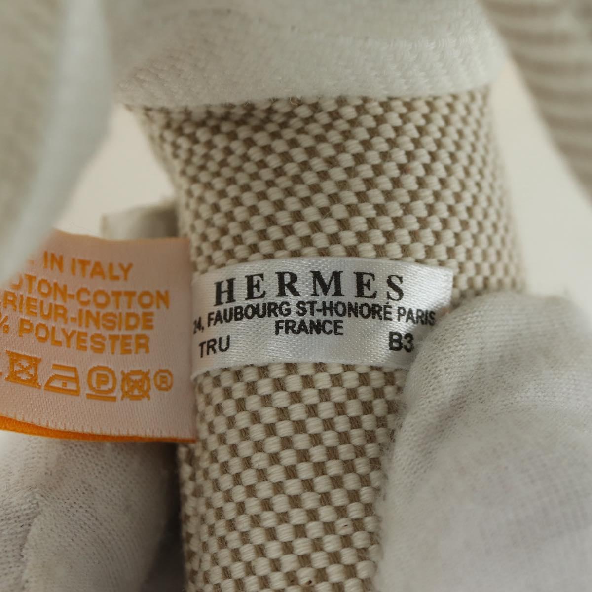 HERMES Epope Dragon Stuffed Canvas Light Beige Ivory Auth BAZ459M