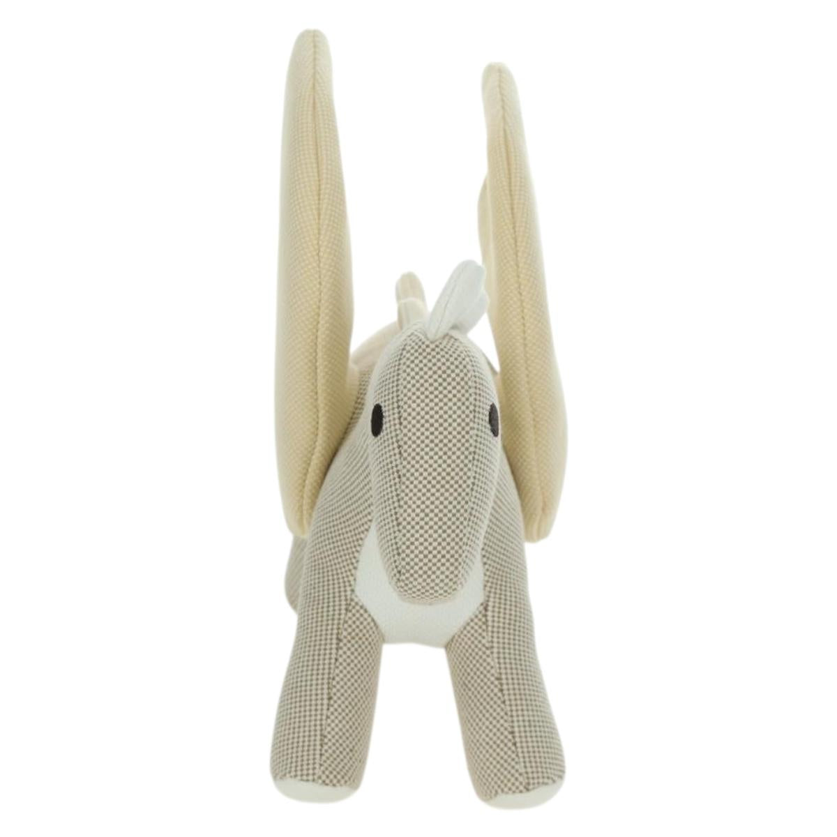 HERMES Epope Dragon Stuffed Canvas Light Beige Ivory Auth BAZ459M