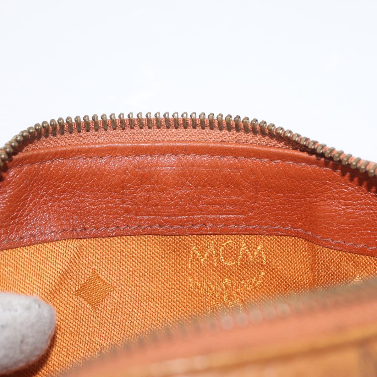 MCM Vicetos Mini Logogram Boston Bag PVC Leather 2way Brown Gold Auth BAZ463