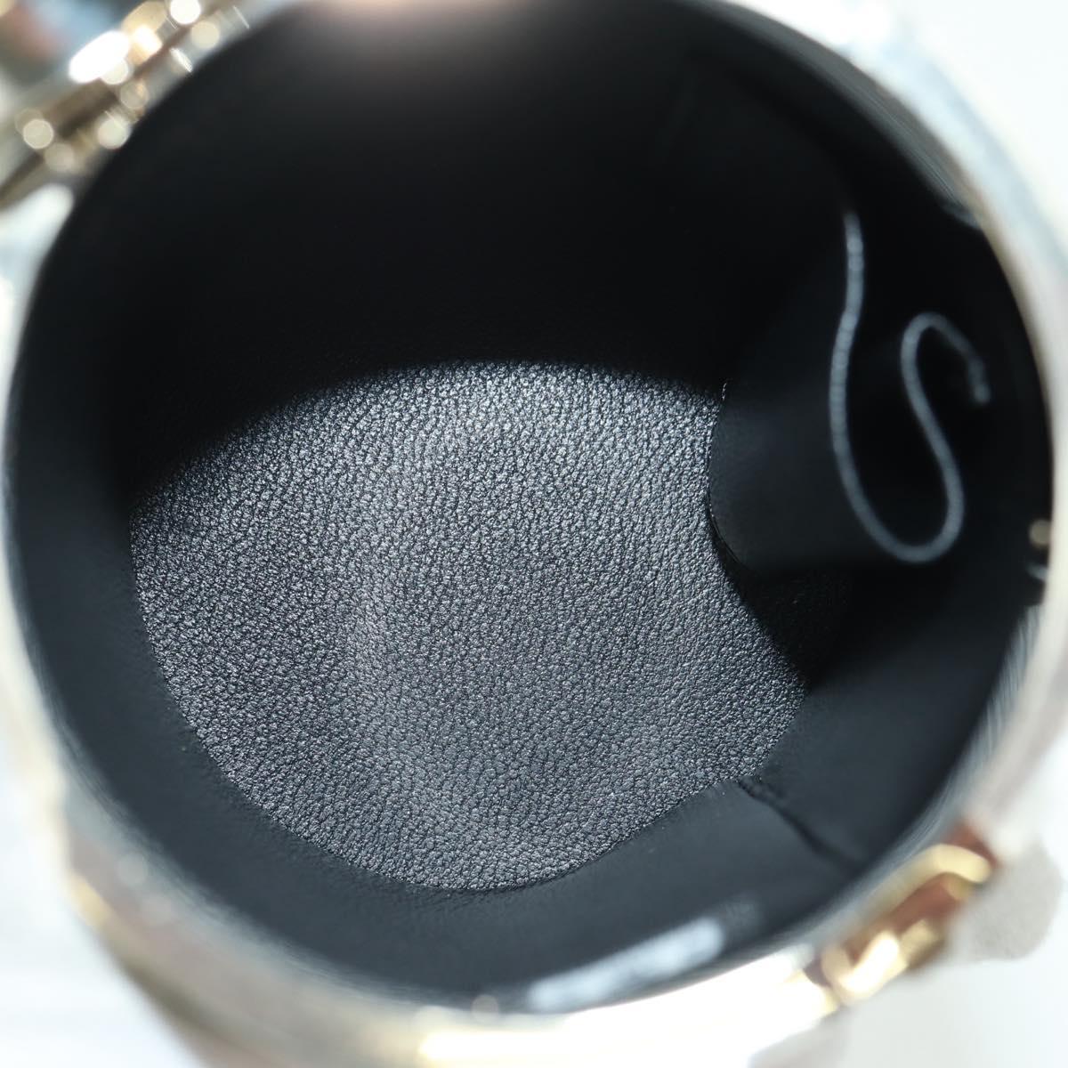 CHANEL Matelasse Vanity Hand Bag Lamb Skin Black Gold CC Auth BAZ464SAM