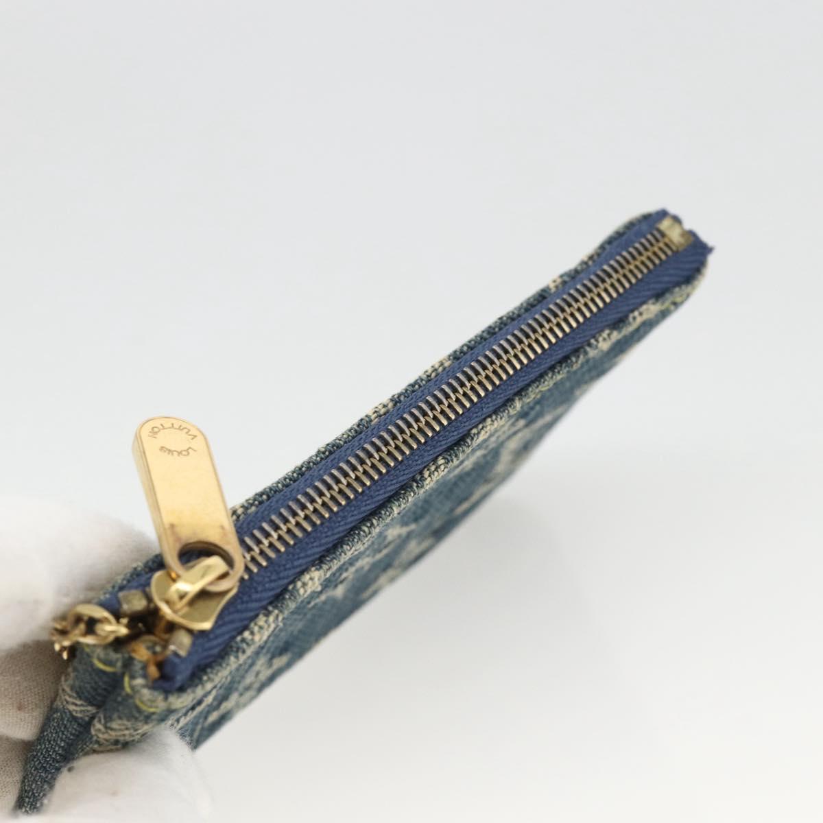 LOUIS VUITTON Monogram Denim Pochette Cles Coin Purse Blue M95343 Auth BAZ468A