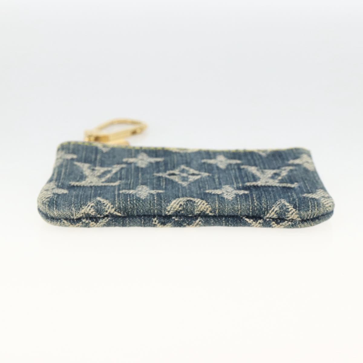 LOUIS VUITTON Monogram Denim Pochette Cles Coin Purse Blue M95343 Auth BAZ468A