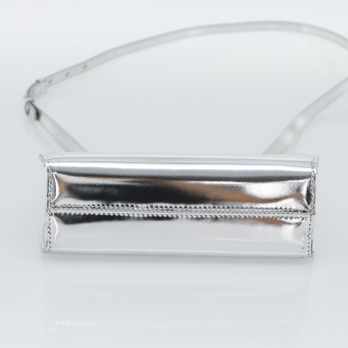Salvatore Ferragamo Gancini Wanda Bag Patent leather 2way Silver Auth BAZ481