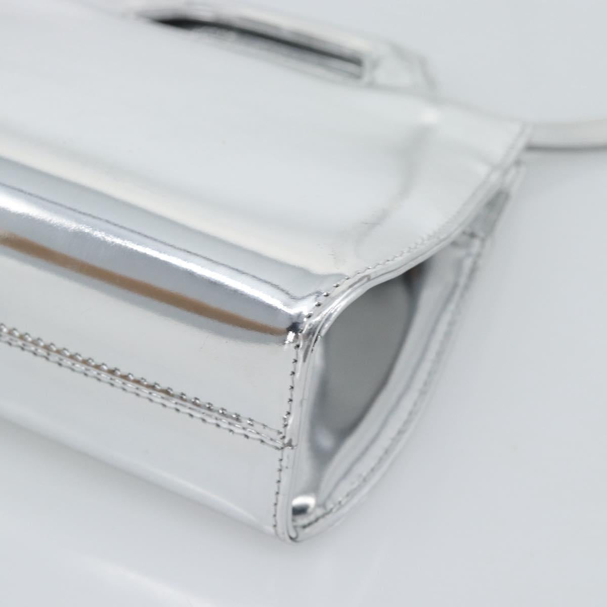 Salvatore Ferragamo Gancini Wanda Bag Patent leather 2way Silver Auth BAZ481