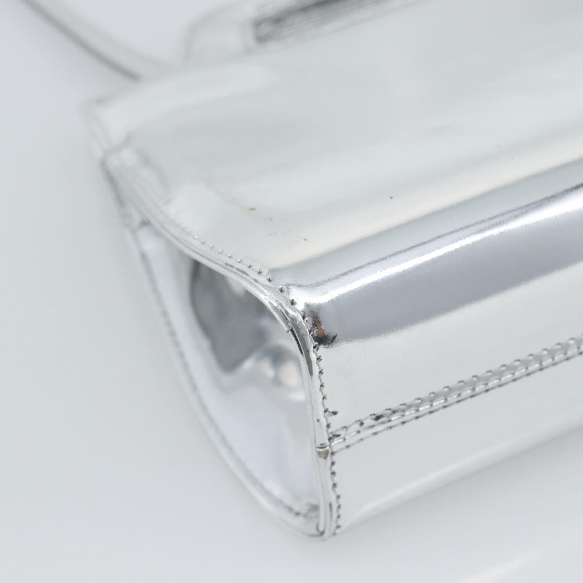 Salvatore Ferragamo Gancini Wanda Bag Patent leather 2way Silver Auth BAZ481