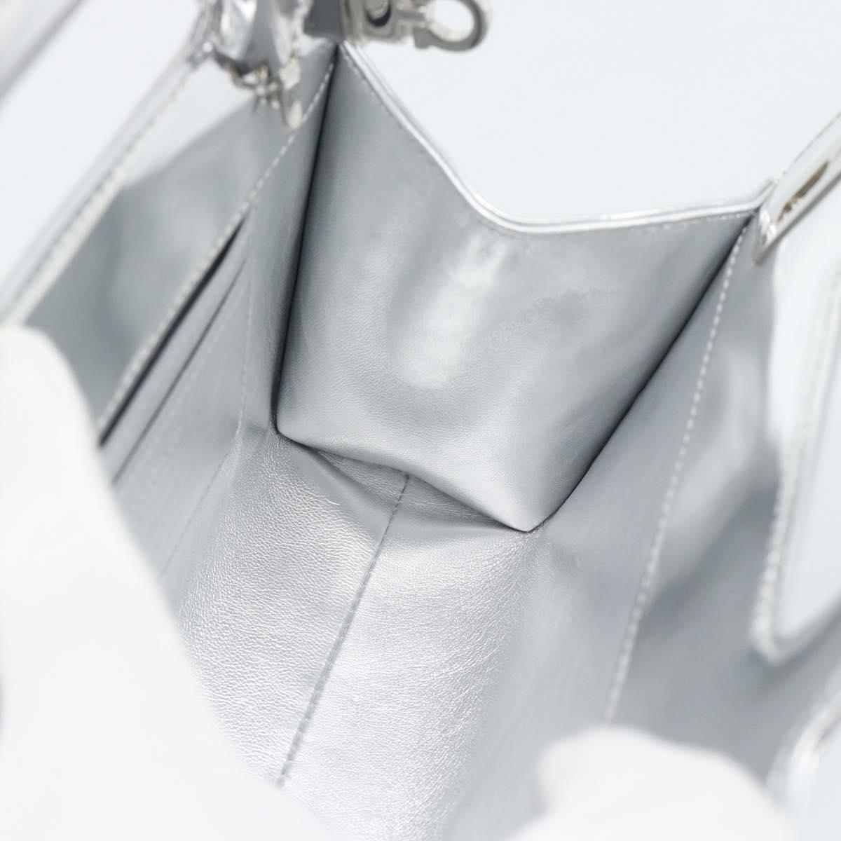 Salvatore Ferragamo Gancini Wanda Bag Patent leather 2way Silver Auth BAZ481