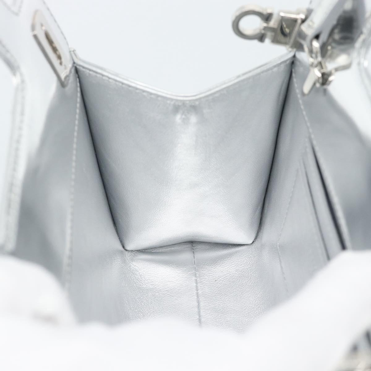 Salvatore Ferragamo Gancini Wanda Bag Patent leather 2way Silver Auth BAZ481