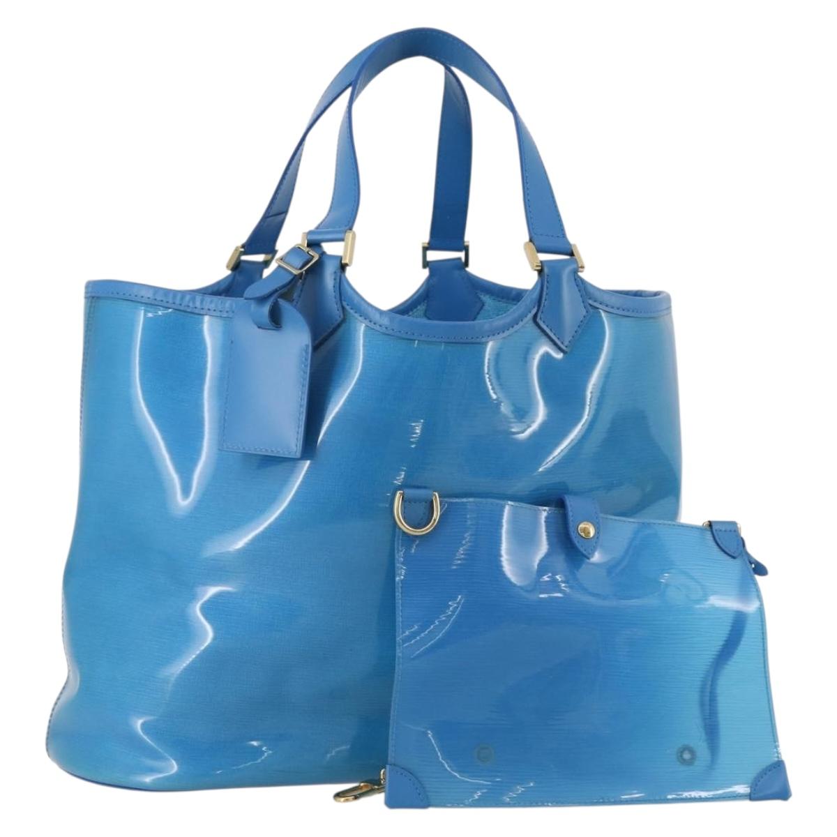 LOUIS VUITTON Epi Platine Lagoon Bay Hand Bag Blue M92470 LV Auth BAZ493