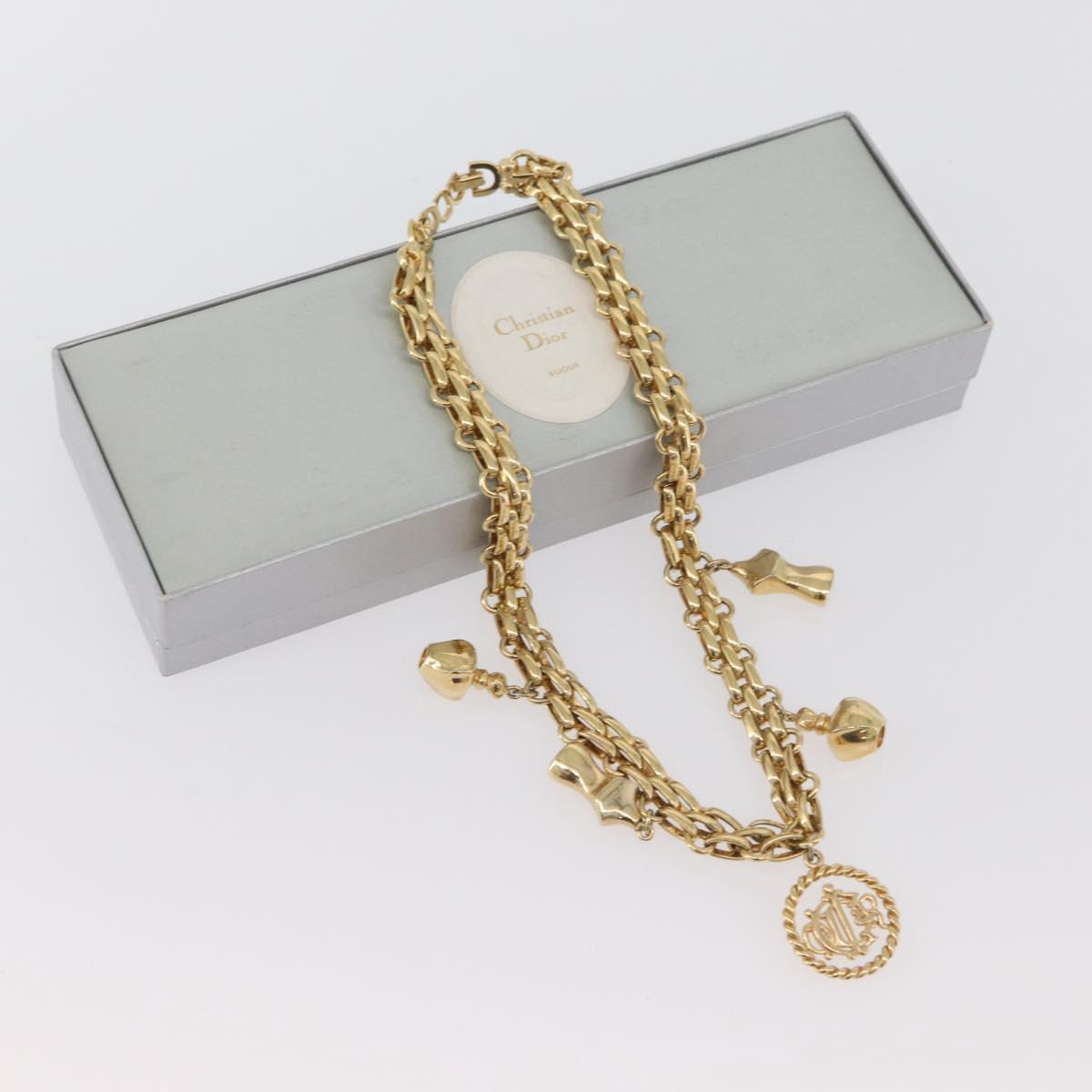 Christian Dior Necklace metal Gold Tone Auth BAZ515V