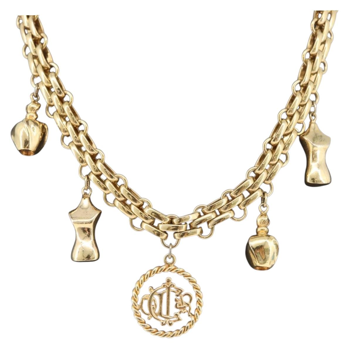 Christian Dior Necklace metal Gold Tone Auth BAZ515V