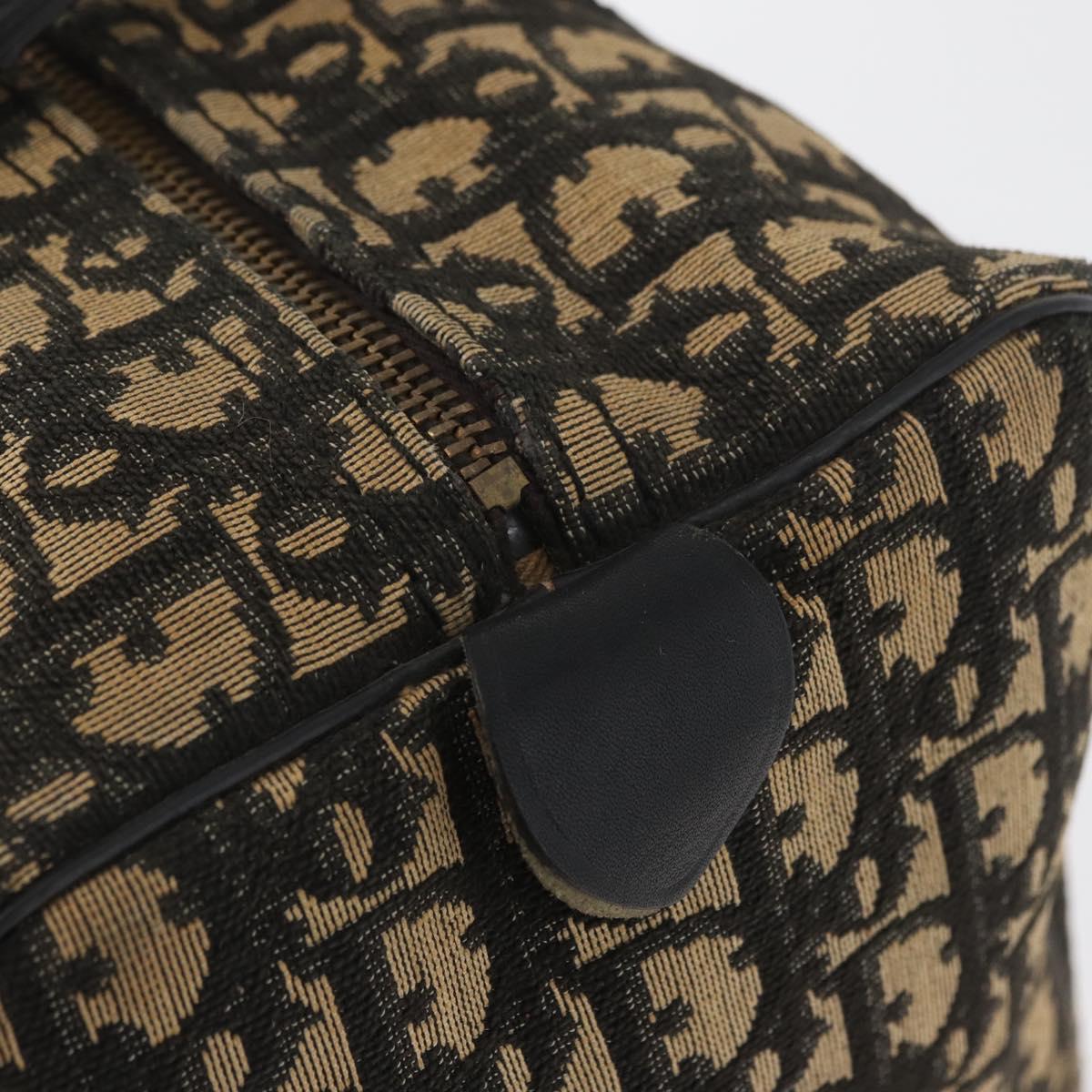 Christian Dior Trotter Canvas Boston Bag Black Silver Auth BAZ516