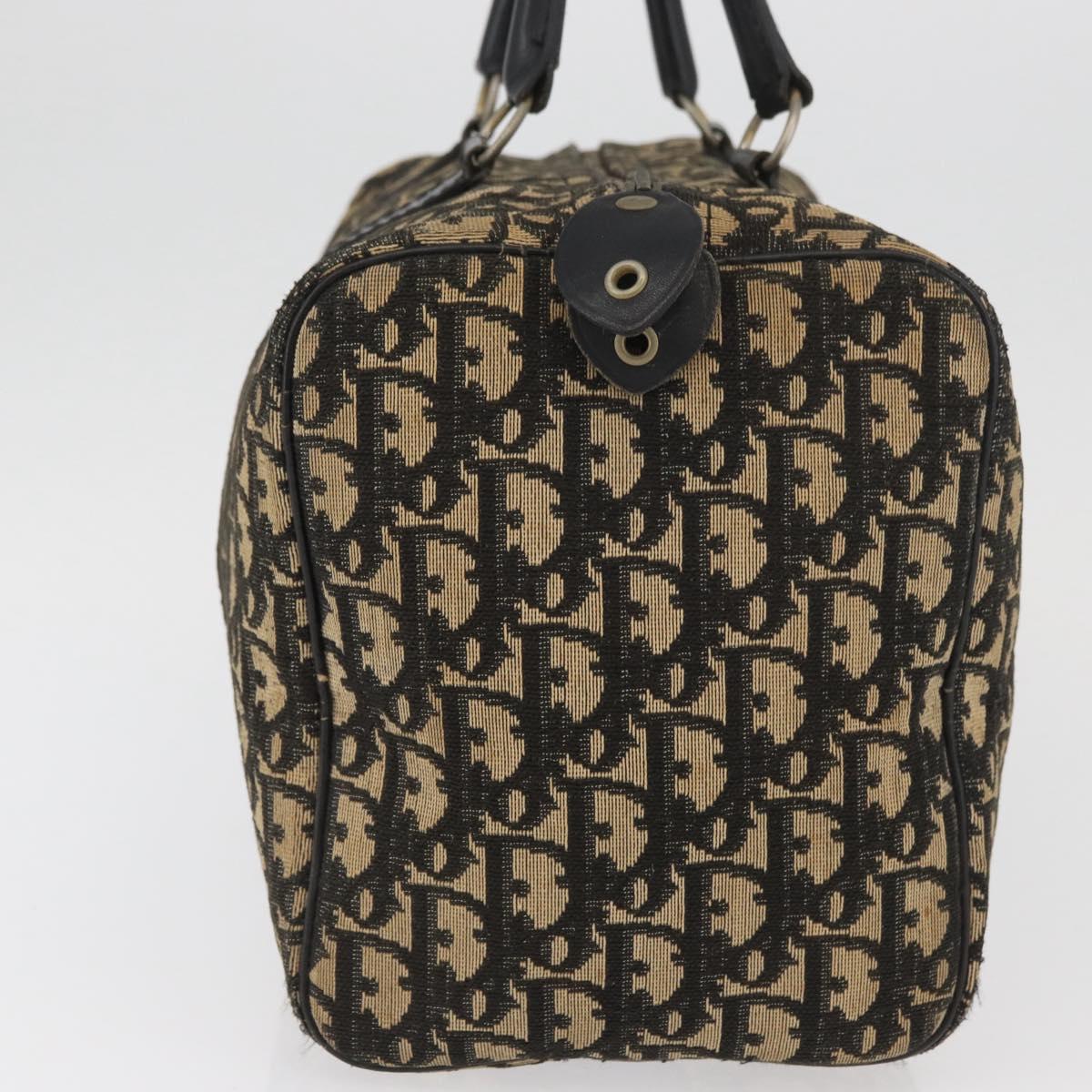 Christian Dior Trotter Canvas Boston Bag Black Silver Auth BAZ516