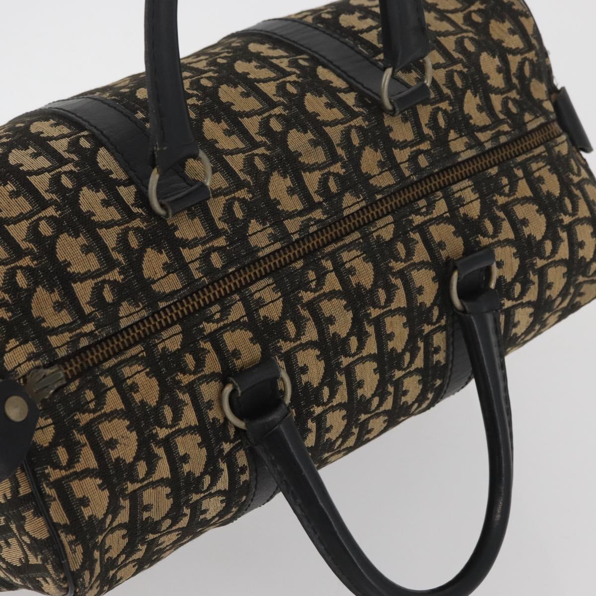 Christian Dior Trotter Canvas Boston Bag Black Silver Auth BAZ516