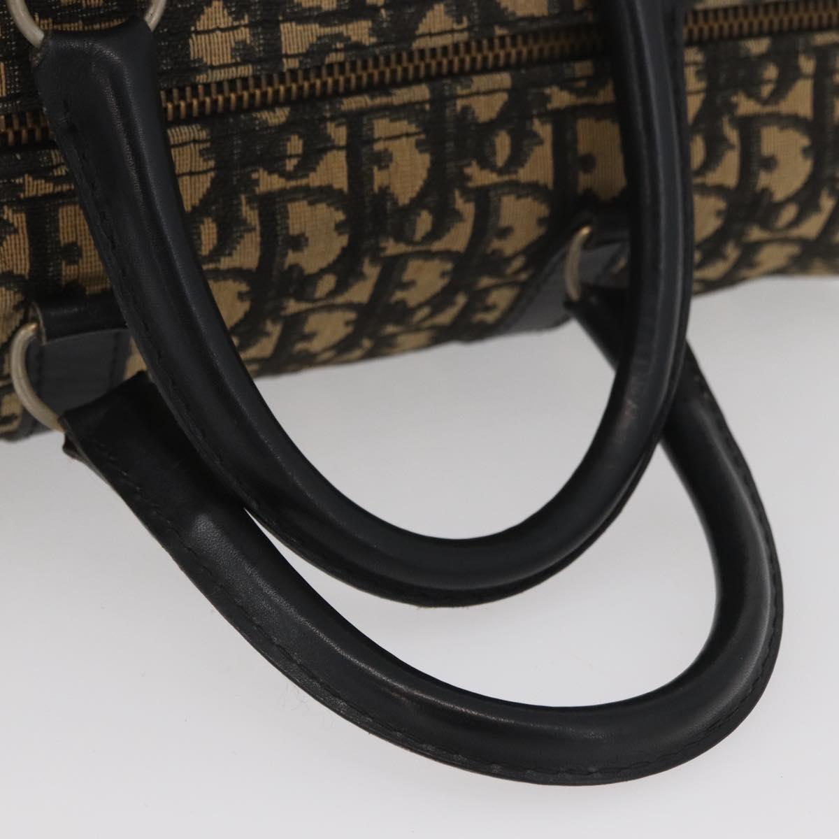 Christian Dior Trotter Canvas Boston Bag Black Silver Auth BAZ516