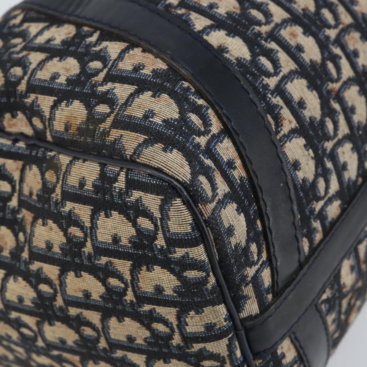 Christian Dior Trotter Canvas Boston Bag Navy Silver Auth BAZ517