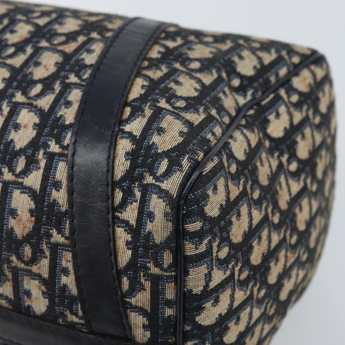 Christian Dior Trotter Canvas Boston Bag Navy Silver Auth BAZ517