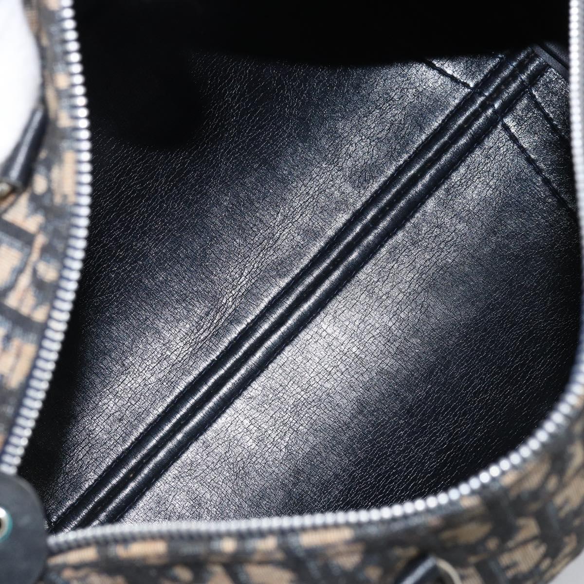 Christian Dior Trotter Canvas Boston Bag Navy Silver Auth BAZ517