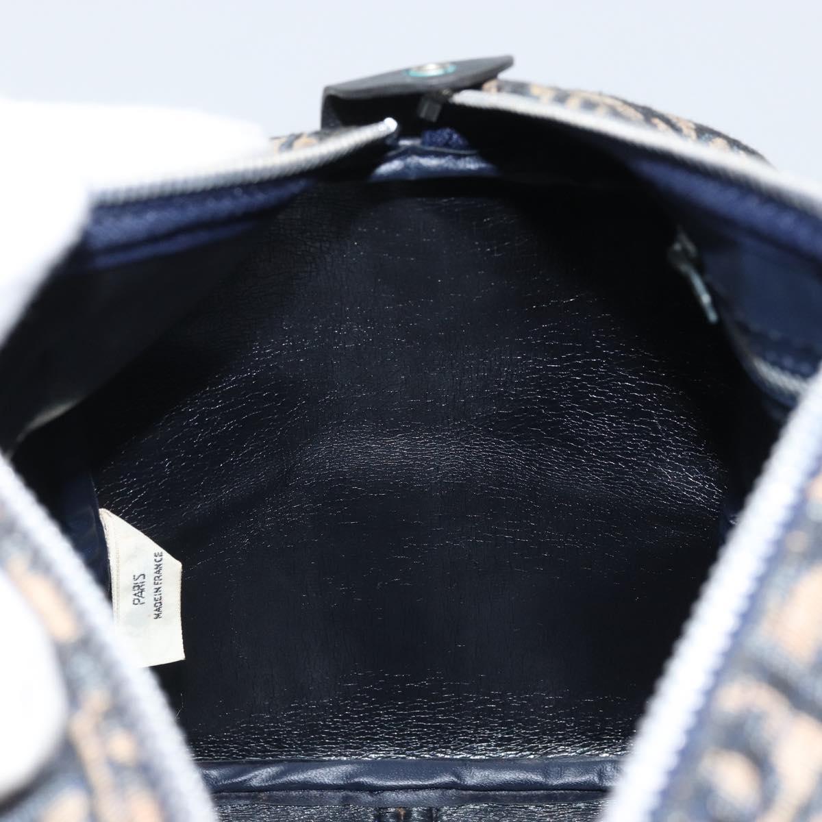 Christian Dior Trotter Canvas Boston Bag Navy Silver Auth BAZ517