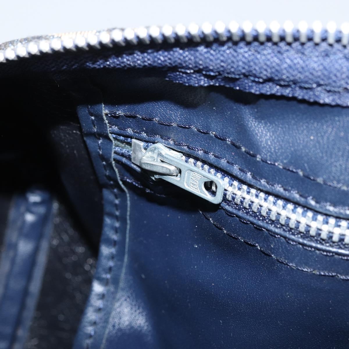 Christian Dior Trotter Canvas Boston Bag Navy Silver Auth BAZ517