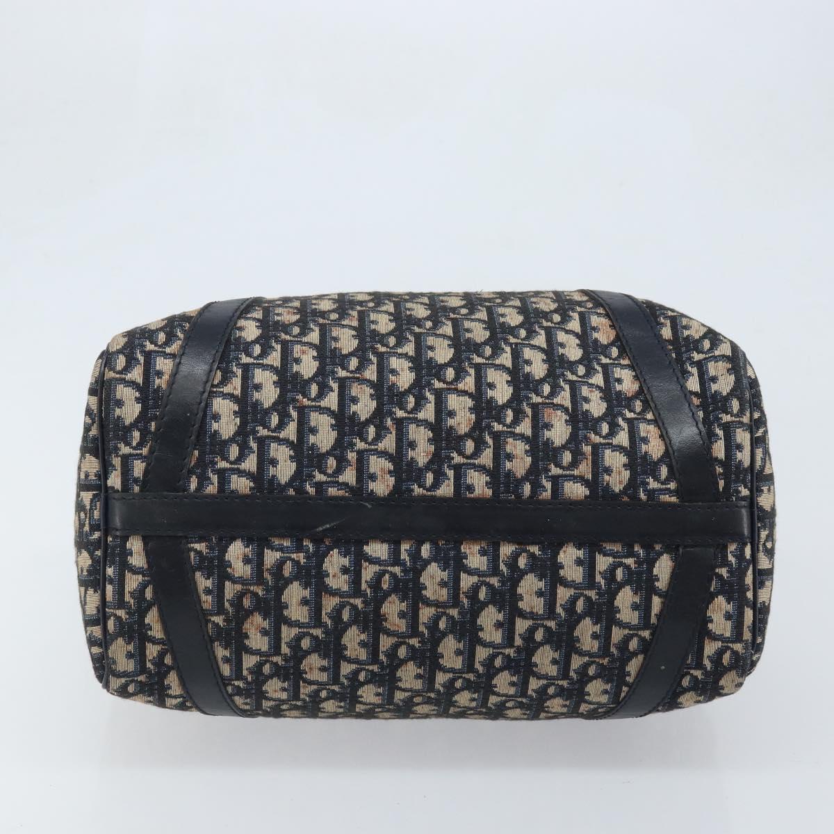 Christian Dior Trotter Canvas Boston Bag Navy Silver Auth BAZ517