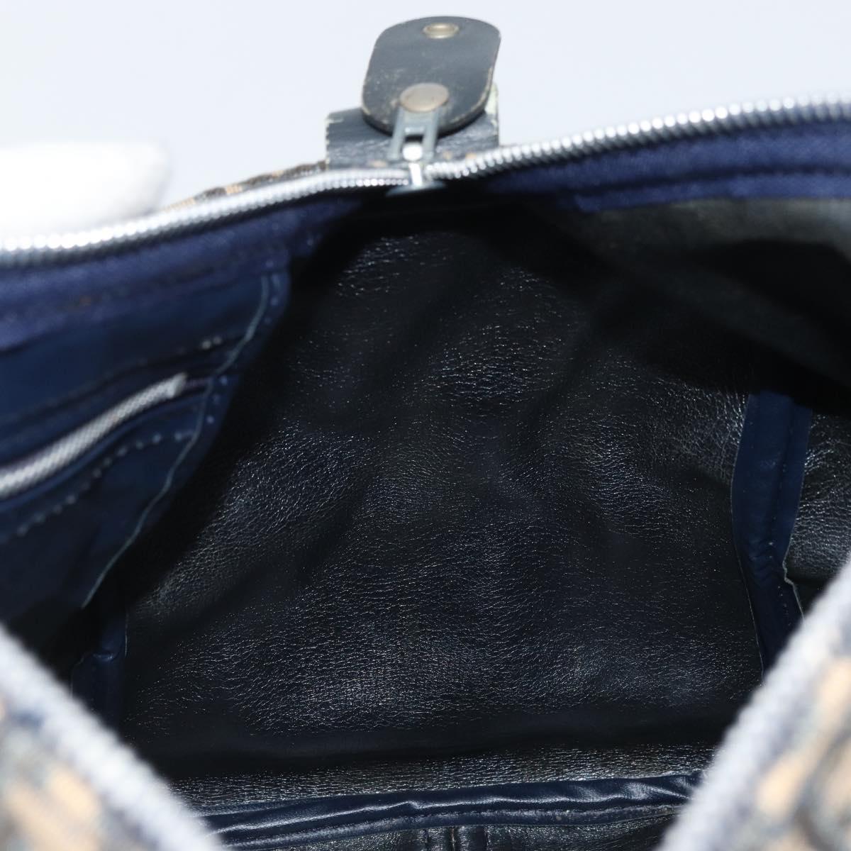 Christian Dior Trotter Canvas Boston Bag Navy Silver Auth BAZ519
