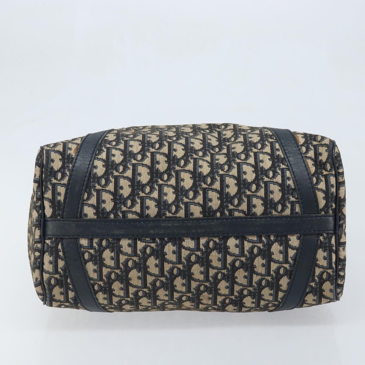 Christian Dior Trotter Canvas Boston Bag Navy Silver Auth BAZ519