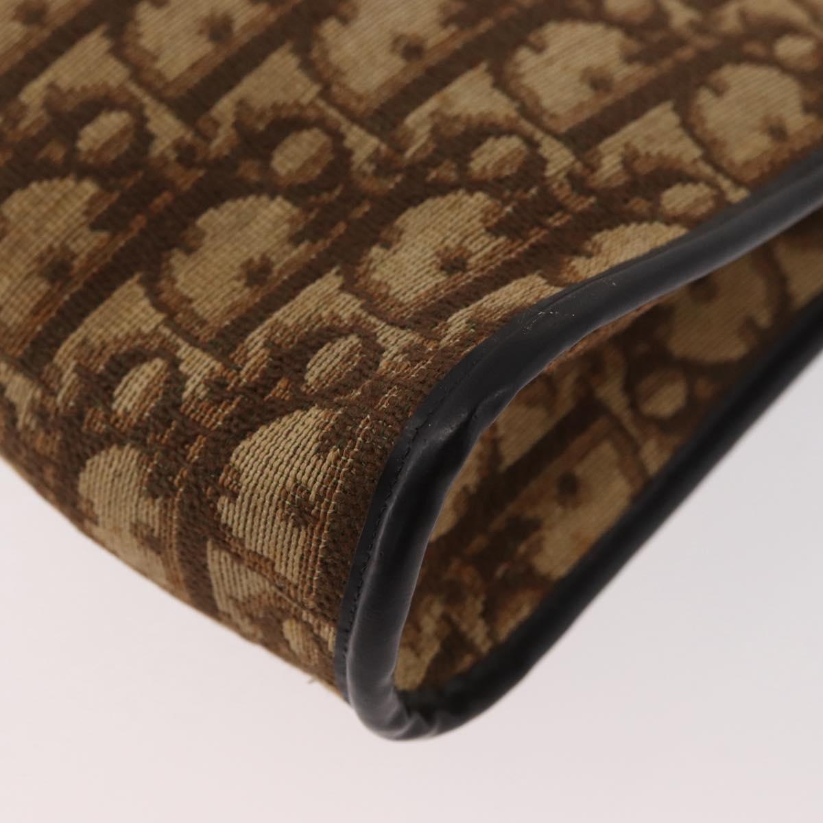 Christian Dior Trotter Canvas Shoulder Bag Brown Gold Auth BAZ520